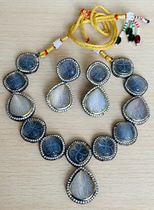 Carved Stone Necklace and earring set.